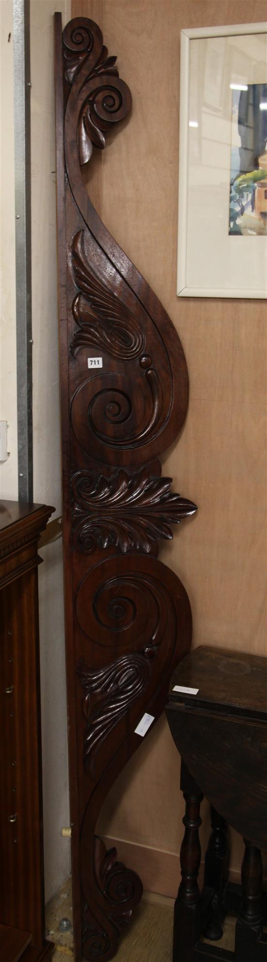 A Victorian carved mahogany sideboard back W.213cm